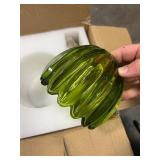 Quantity 4 - Green glass and Brass Sconce lights