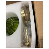 Quantity 4 - Green glass and Brass Sconce lights