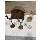 Decorative Chest, Candle Holders & Ceramics