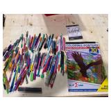 Assorted Pens, Markers, Coloring Book