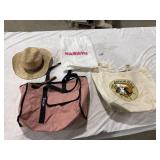 Assorted Bags and Straw Hat