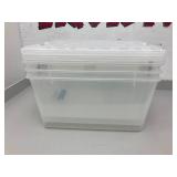 Large Stackable Clear Plastic Storage Bins (Set of 3)