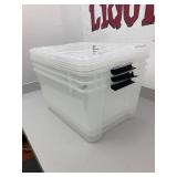 Large Stackable Clear Plastic Storage Bins (Set of 3)