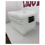 Large Stackable Clear Plastic Storage Bins (Set of 3)