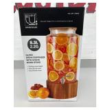 Studio Drinkware Glass Drink Dispenser with Acacia Wood Stand