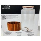 Studio Drinkware Glass Drink Dispenser with Acacia Wood Stand