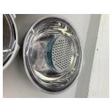 Set of Three Stainless Steel Mixing Bowls with Lids and Grater