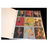 Collection of Vintage Pin-Up Art Trading Cards in Binder