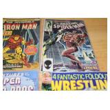 Lot of 6 Comic Books Including Amazing Spider-Man, Iron Man, Captain Canuck, Super Mario Bros, Wrestling All Stars