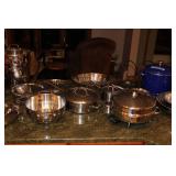 Large Assorted Stainless Steel and Enamel Cookware Set with Roasters, Pots, Pans, and Steamers
