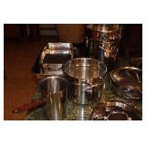 Large Assorted Stainless Steel and Enamel Cookware Set with Roasters, Pots, Pans, and Steamers