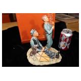 Norman Rockwell Figurine Spring Soaring Spirits of Two Boys Flying a Kite with Dog