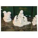 Lot of Department 56 Snowbabies Figurines with Candlelight Trees and Boxes