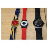 Set of 3 Swatch Watches Including Black Flower Design
