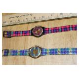 Set of 2 Swatch Watches GB147 and GM109 Plaid Pattern