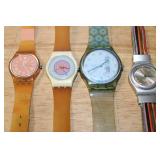 Collection of 4 Vintage Swatch Wristwatches Assorted Designs