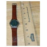 1989 GX110 Analog Wristwatch with Brown Leather Band