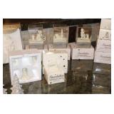 Large Lot of Snowbabies, Snowbunnies, Miniatures, Dept 56 Ornaments, and Crystal Basket