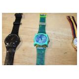 Swatch World Party G7407, Swatch, and Bradley Mickey Mouse Watches with Extra Straps