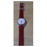 Swatch LP117 Smoked Pink Wristwatch with Red Strap
