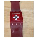 Swatch Typical Square SUBR100 Red Wristwatch
