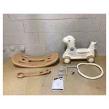 Qaba Rocking Horse for Toddlers 1-3 Years, 4-in-1 Baby Rocking Horse with Detachable Balance Board and Push Handle, Brown