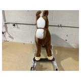 Qaba Kids Plush Toy Rocking Horse Ride on with Realistic Sounds - Brown