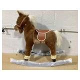 Qaba Kids Plush Toy Rocking Horse Ride on with Realistic Sounds - Brown