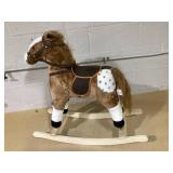 Qaba Kids Rocking Horse Plush Ride On Toy Toddler Rocker for Boys Girls Gifts with Realistic Sounds, Brown