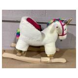 Qaba Kids Rocking Horse, Unicorn with Realistic Sound, Safety Belt & Wooden Base for 18-36 Months