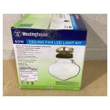 Westinghouse 3-in-1 LED Schoolhouse Light Kit, Multi Finish Fitters, White Opal Glass, Damp Location, ENERGY STAR