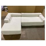 Modern Chenille Upholstered L-Shaped Sectional Sofa, 108 Inches Modular Couch Set W / 6 Pillows, Right Chaise, Free Combination, Beige-Living Room/Bedroom