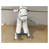 Qaba Kids Plush Ride-On Rocking Horse with Bear Toy, Children Chair with Soft Plush Toy & Fun Realistic Sounds, White