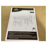 HOMCOM 3-Piece Wooden Square Dining Table Set with 1 Table and 2 Chairs and Sturdy Metal Frame for Small Space, White 27.5"x27.5"x29.5"