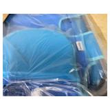 Outsunny Folding Outdoor Chaise Lounge Sun Tanning Chair with Face Cavity, Pillow, 5-level Adjustable for Beach, Pool, Light Blue