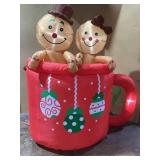 Outsunny 6FT Inflatable Gingerbread Couple in Hot Cocoa Mug, Christmas Blow Up Decoration with LED Lights for Indoor, Outdoor