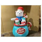 Outsunny 5ft Christmas Inflatables Outdoor Decorations Blessed Polar Bear and Penguins in the Cup, Blow-Up LED Yard Christmas Decor for Garden, Lawn, Party, Holiday