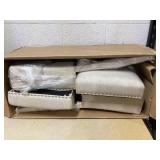 HOMCOM Counter Height Bar Stools Set of 2, 27" Seat Height Upholstered Barstools, Farmhouse Kitchen Island Stools with Nailhead-Trim, Tufted Back and Wooden Legs, Beige (Missing: 2 Legs)