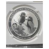 2013 AUSTRALIAN KOOKABURRA 1 TROY OZ .999 FINE SILVER NGC MS69