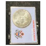 1992 AMERICAN SILVER EAGLE 1 TROY OZ .999 FINE SILVER IN CASE