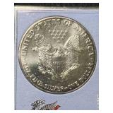 1992 AMERICAN SILVER EAGLE 1 TROY OZ .999 FINE SILVER IN CASE