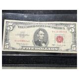 1963 US RED SEAL $5 BILL