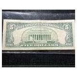 1963 US RED SEAL $5 BILL