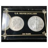 1901-O US MORGAN SILVER DOLLAR WITH 2001 SILVER EAGLE