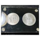 1901-O US MORGAN SILVER DOLLAR WITH 2001 SILVER EAGLE