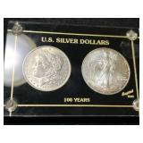 1903 US MORGAN SILVER DOLLAR WITH 2003 SILVER EAGLE