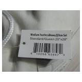 Queen 2 Pack  Medium White Duck Feather & Down Bed Pillow BOKSER HOME