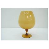 Vintage Italian Empoli Frosted Amber Glass Brandy Snifter