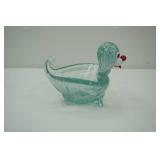 Vintage Glass Dog Sculpture Bowl. Murano-Style. 5.5"x7.5"x6.25" tall