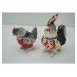 Vintage Ceramic Rooster & Hen Salt and Pepper Shakers.